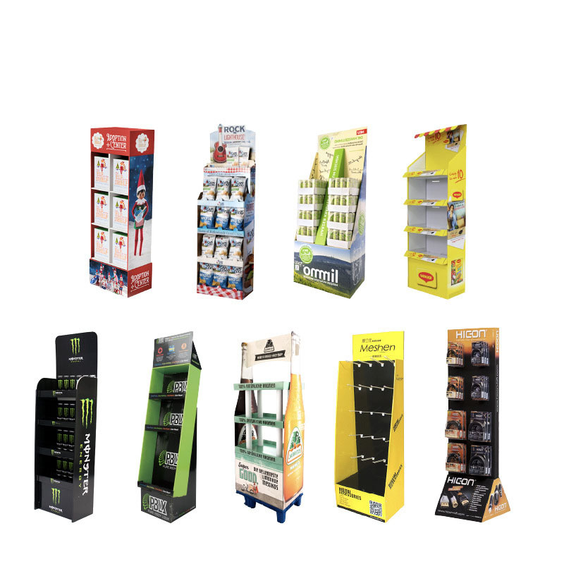 Mobile food display rack with corrugated paper hook display rack