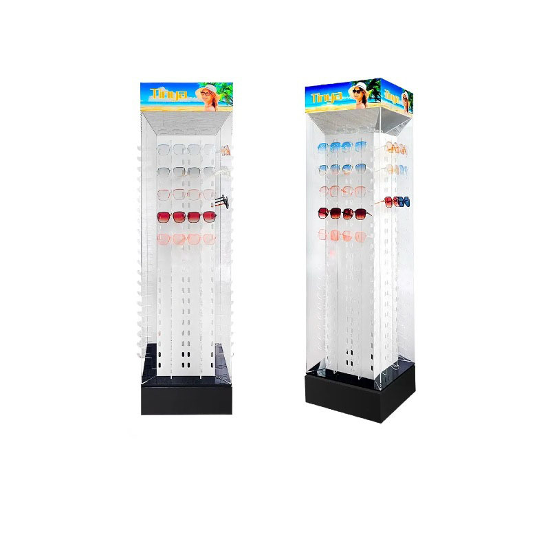 Floor standing transparent rotatable sunglasses display stand