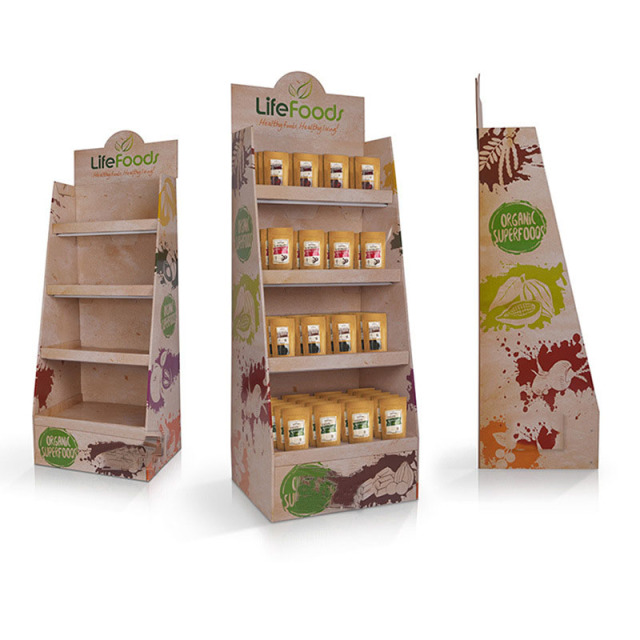 Supermarket Convenience Store Nut Paper Shelves Corrugated Paper Display Shelves