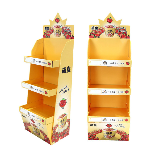 Customized supermarket corrugated paper food and snack display rack