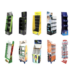 Mobile food display rack with corrugated paper hook display rack