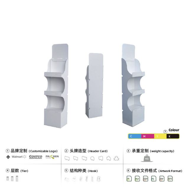 Mobile food display rack with corrugated paper hook display rack
