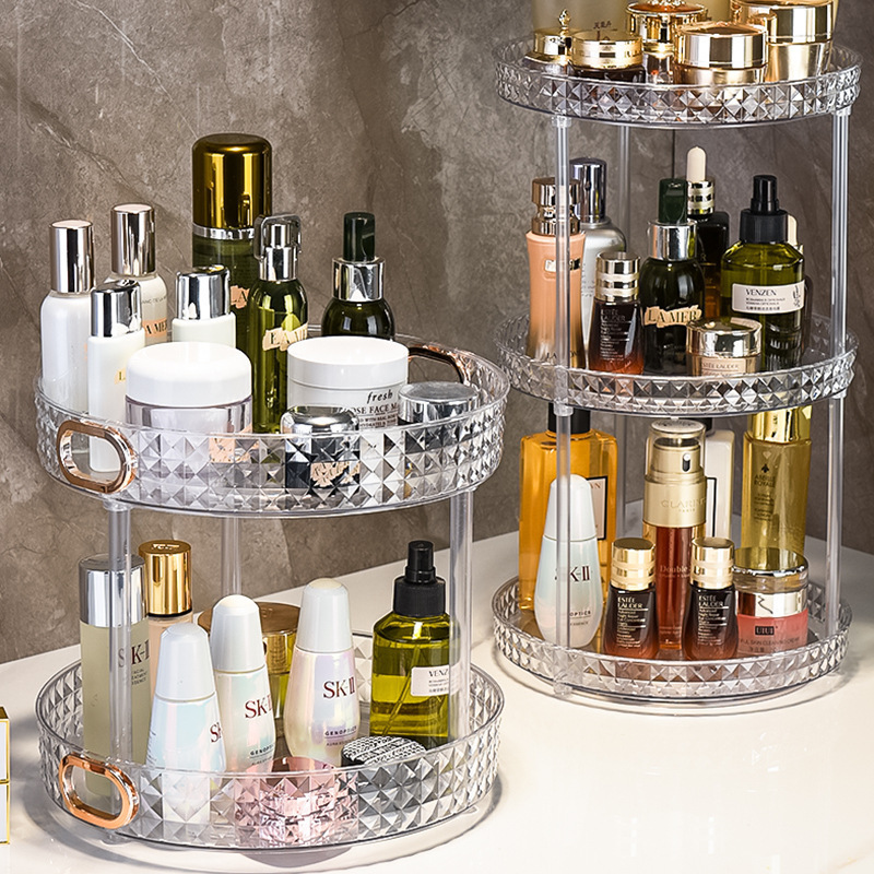 Light luxury dressing table cosmetics rotating storage rack