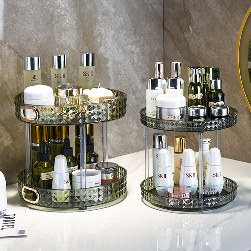Light luxury dressing table cosmetics rotating storage rack