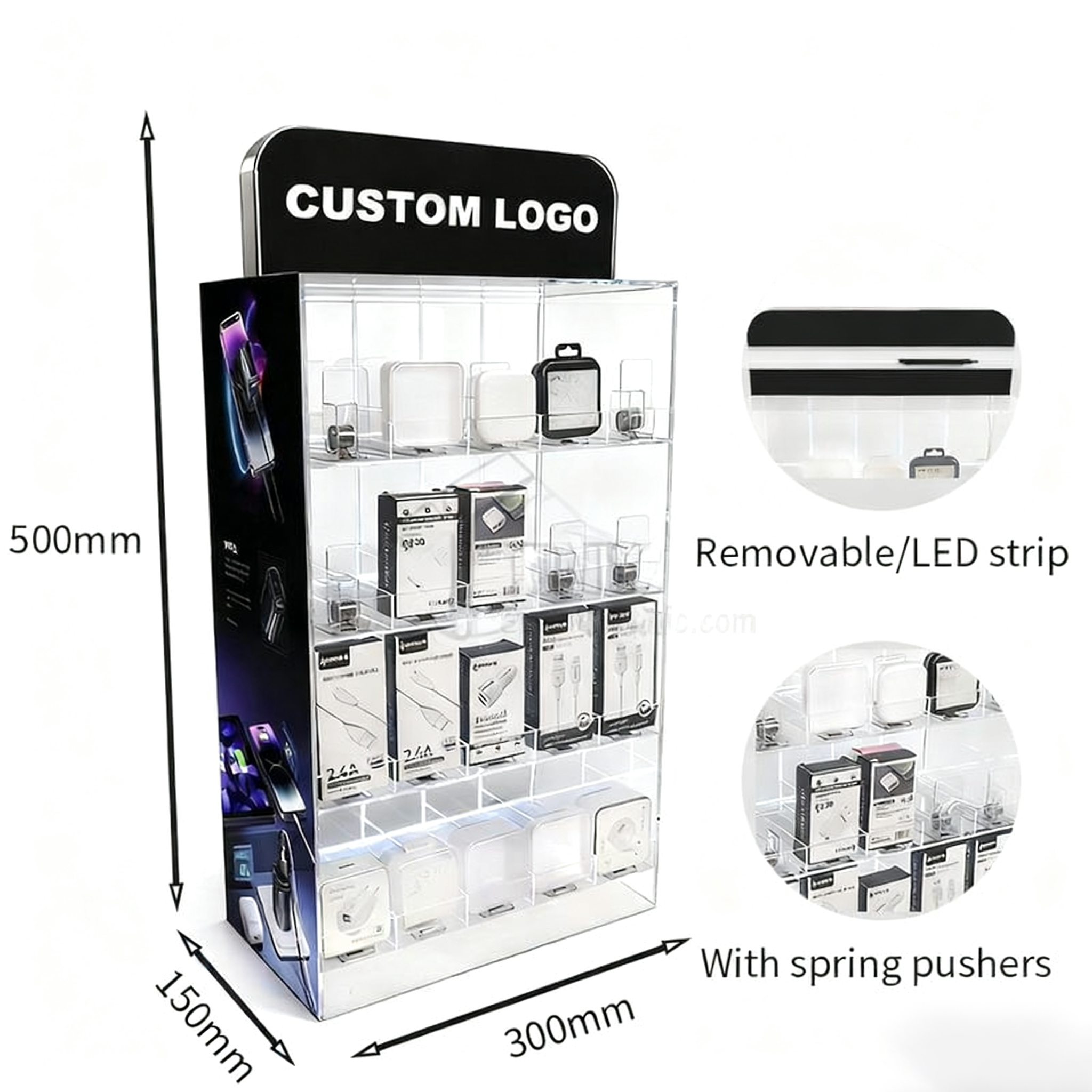 Mobile phone accessory display rack