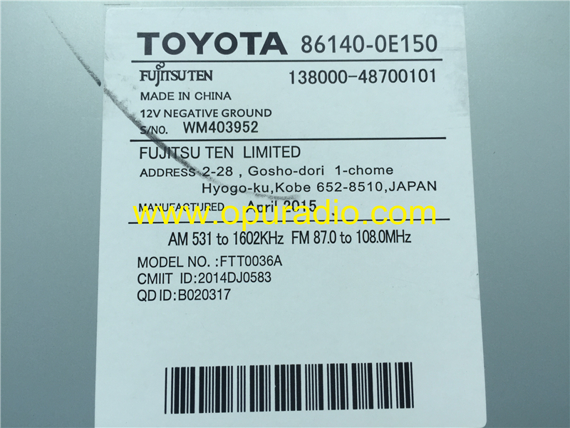 Toyota 86140-0E150 Fujitsu ten CD player face10CM*20CM touch screen Bluetooth Microphone USB AUX Camera AM FM for Corolla Highlander RAV4 car radio