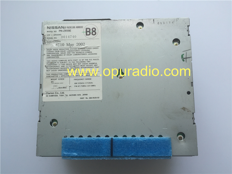NISSAN 28188 AM800 PN-2459E PN-2458E Clarion 6 CD changer unit for Infiniti G35 Factory OEM 2003-2004 BOSE car stereo radio US Canada version PN-2616E