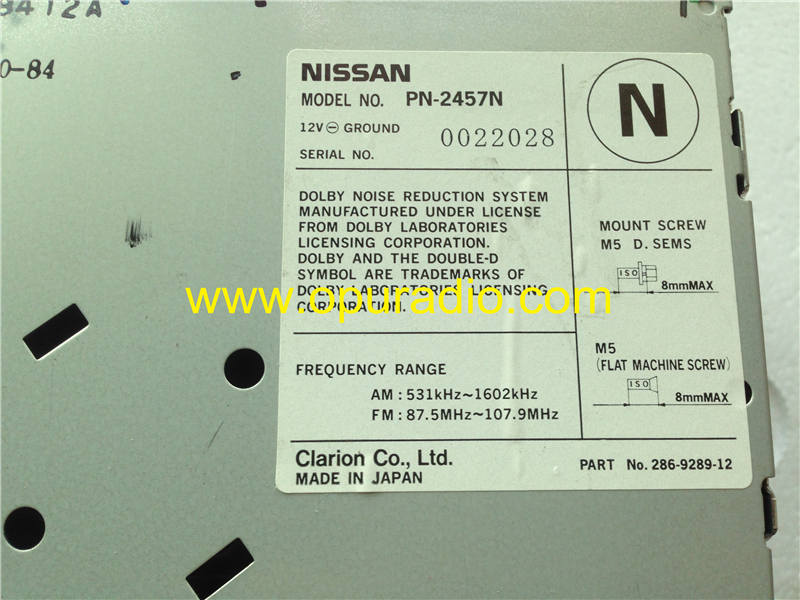 Nissan 28188 5W700 5W800 6 CD Changer Clarion PN-2457N 286-9289-12 CR060 CR110 for NISSAN BOSE car radio sounds systems