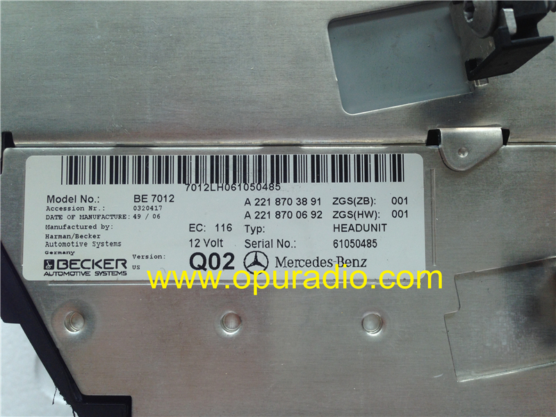Becker BE 7012 Automotive Systems A2218703891 A2218700187 6 CD/DVD Changer headunit for Mercedes-Benz S550 07 08 W221 car Navigation audio radio