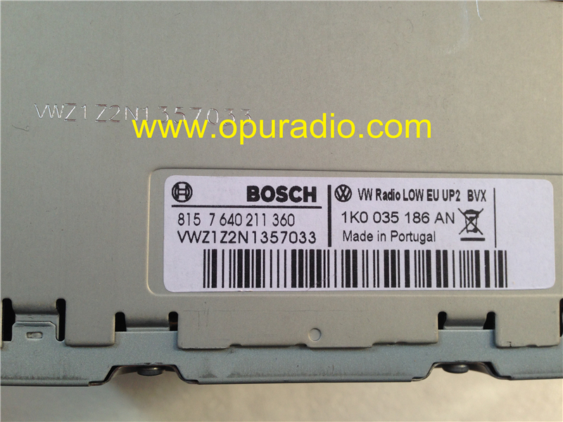 Bosch single CD MP3 head unit RCD310 1K0 035 186 AN Made in Portugal for VW Radio LOW EU UP2 with decode unlock Golf Jetta Passat Beatles