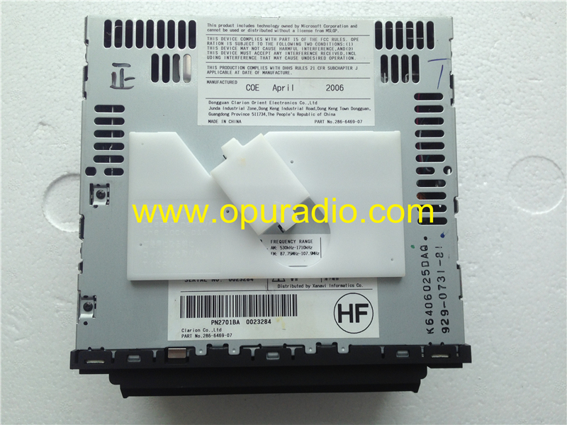 NISSAN 28185 EH200 28185 EH20A Clarion 6 Disc CD changer PN-2701B head unit for Infiniti M35 M45 06 07 BOSE Car Stereo radio US version US Frequence