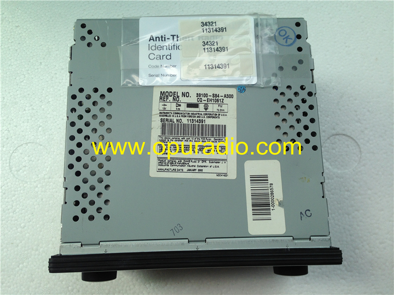 39100-S84-A300 CQ-EH1061Z Matsushita 6 disc CD Changer car radio including code for Honda Accord Civci CR-V Odyssey