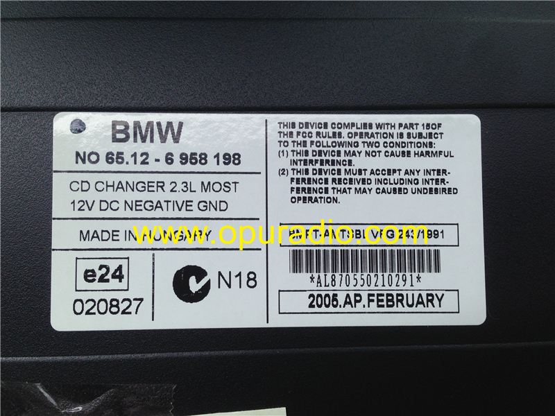 BMW NO 65.12-6958198 6 CD Changer 2.3L MOST for E46 E39 E38 X5 Wechsler car CD radio