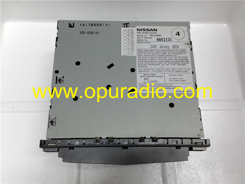 Nissan PN-2548N PN-2530H clarion 6 CD changer radio head unit with panel for Infiniti FX35 FX45 BOSE car radio sounds systems
