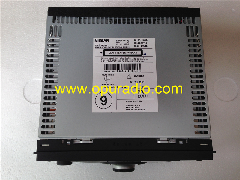 Nissan 28185 JG41A clarion PN-2874T-A Xanavi CD6K-1450E X-Trail T31 6 CD changer MP3 Bluetooth car radio 2008
