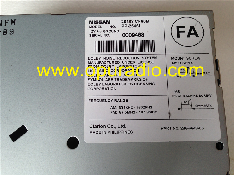 BOSE 6 CD changer Nissan 28188 CF60B | Nissan 350Z car radio PP