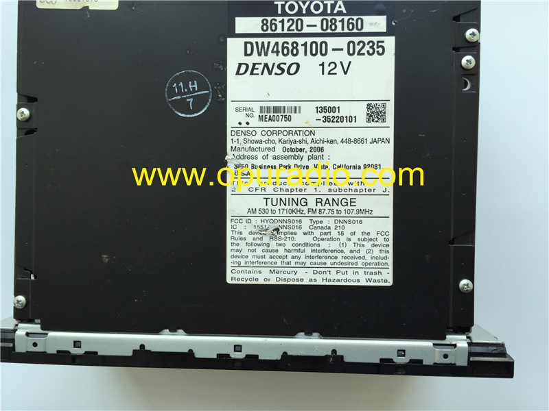 TOYOTA 86120-08160 4 CD changer Navigation radio | 2004-2010