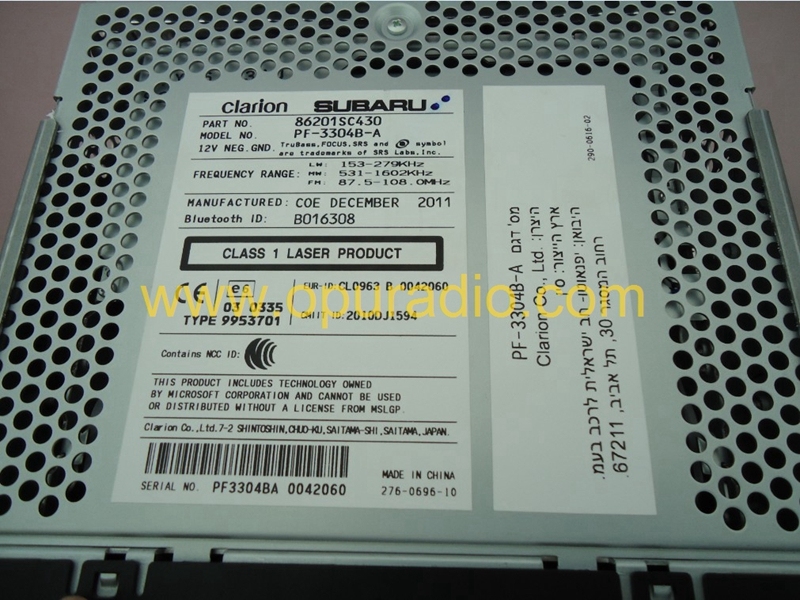 SUBARU 86201SC430 Clarion CD player PF-3304B-A for 2012 Forester OEM car radio WMA MP3 USB Bluetooth Tuner
