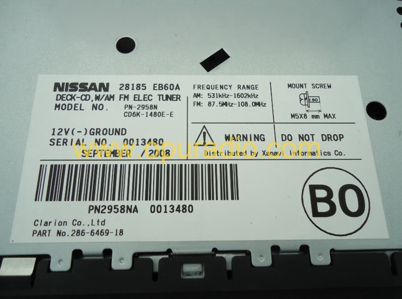 Nissan 28185 EB60A Clarion 6 CD changer PN-2958N PN-2715N car radio AM FM Tuner 286-6469-18 Infiniti 6 disc CD player Nissan Pathfinder