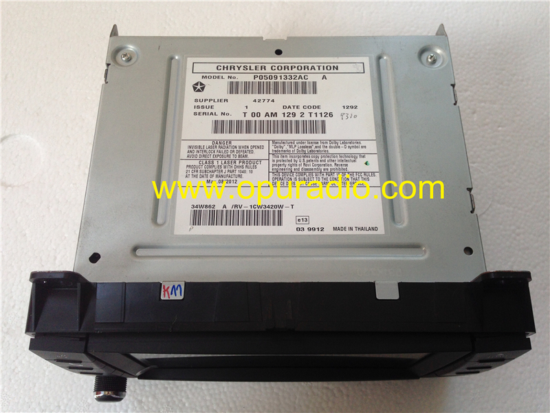 P05091332AC Chrysler Dodge Jeep single DVD audio head unit with decode HDD Hard Disc Drive MP3 AUX Media car radio