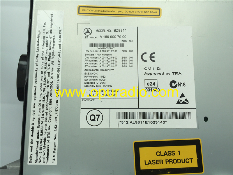 Alpine BZ9811 6 CD DVD changer Head Unit for Mercedes W169 A1699007900 A1699002500  NTG2.5 Car Navigation HDD MAP W245 Vito W639 Sprinter A B class GP