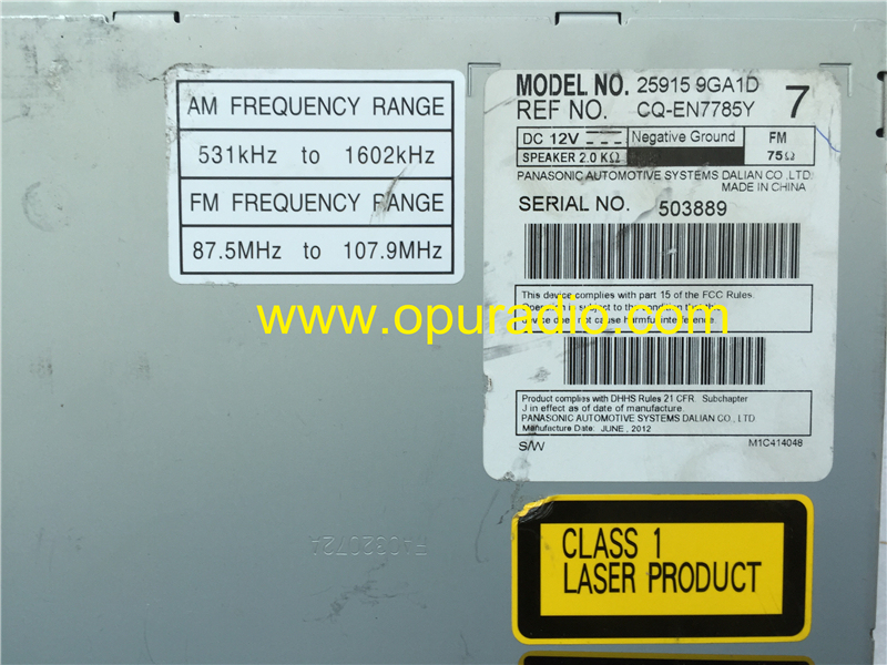 25915 9GA1D Panasonic Automotive CQ-EN7785Y 6 Disc CD Changer for 2008-2012 Nissan Armada Pathfinder Bose Car Player