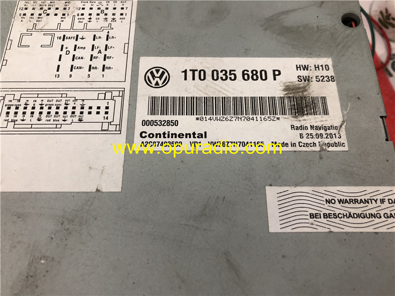 RNS510 Continental Navigation Radio Australia version Phone Tone NAV TRAFFIC