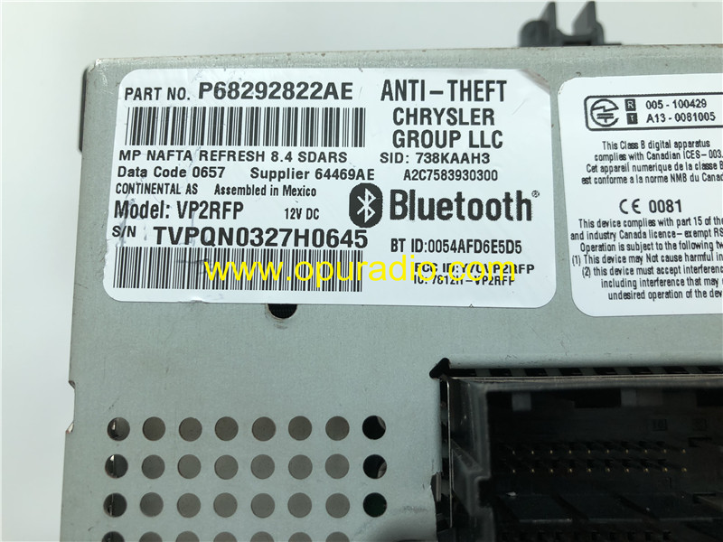 P68292822AE AH Touch display unit CONTINENTAL AS VP2RFP MAP NAFTA 8.4 SDARS for 2018 JEEP Compass navigation radio Bluetooth CHRYSLER GROUP LLC