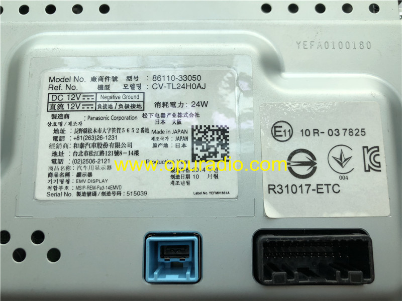 TOYOTA 86110-33050 Panasonic EMV display Touch screen information Monitor for 14-16 Lexus ES series ES300 ES300H ES350 ES240 car navigation