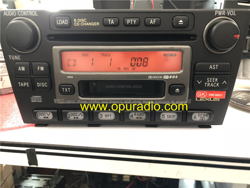TOYOTA 86120-53100 Fujitsu Ten 6 CD Changer Radio for 2001-2006 Lexus IS200 IS300 AM FM TA Receiver Stereo CD player