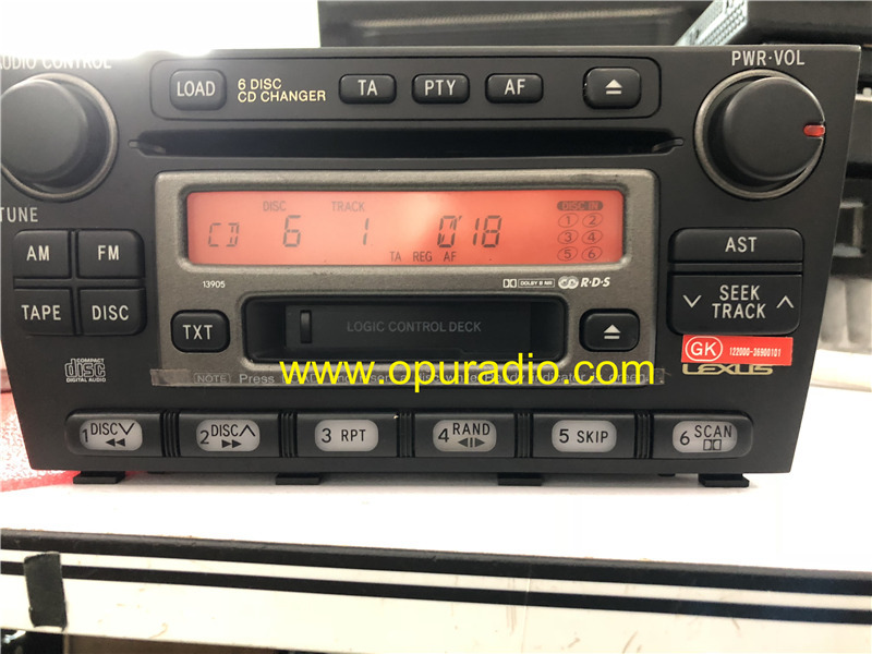 TOYOTA 86120-53100 Fujitsu Ten 6 CD Changer Radio for 2001-2006 Lexus IS200 IS300 AM FM TA Receiver Stereo CD player