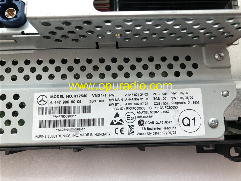 RY2540 Radio Alpine A4479009005 for 2016-2018 Mercedes Benz VITO W447 V-class Audio 15 SD USB AUX Bluetooth Media Phone Navi