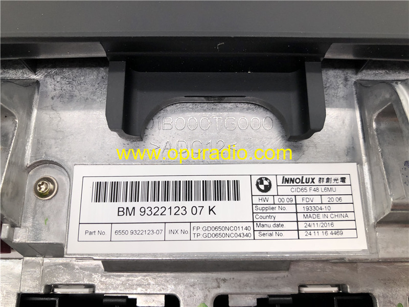 BM 6550 9322123 Display CID65 Monitor Central Information 2015-2017 BMW F48 X1 car navigation