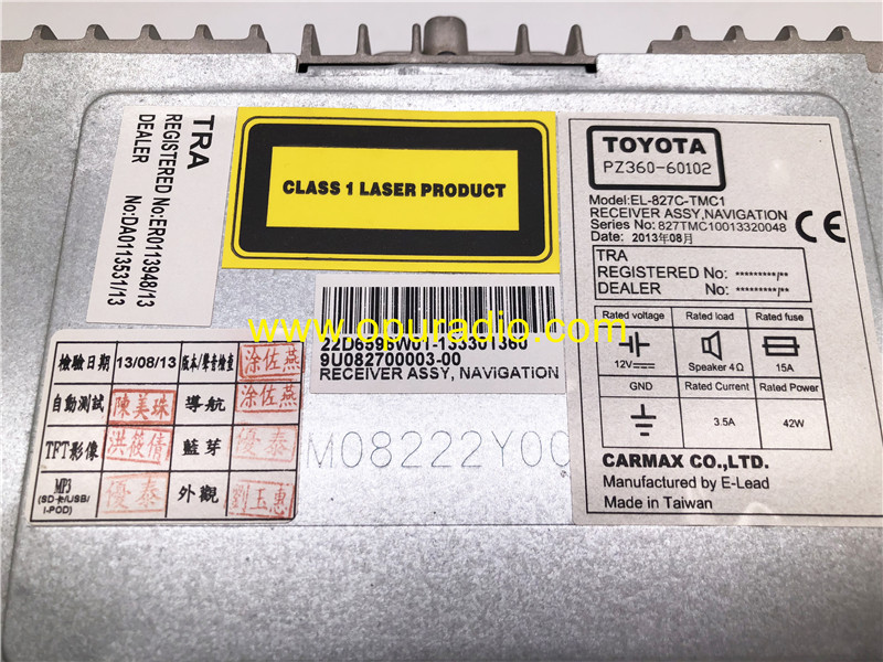 TOYOTA PZ360-60102 RECEIVER ASSY NAVIGATION CARMAX Radio for 2013-2015 RAV4 Middle East Version