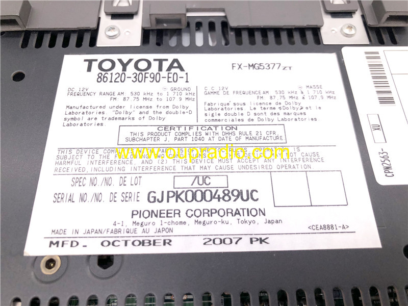 TOYOTA 86120-30F90 30A80 Pioneer 6CD Player car radio for 2008 2009 Lexus GS350 GS430 GS450H GS460 P6869 Cassette