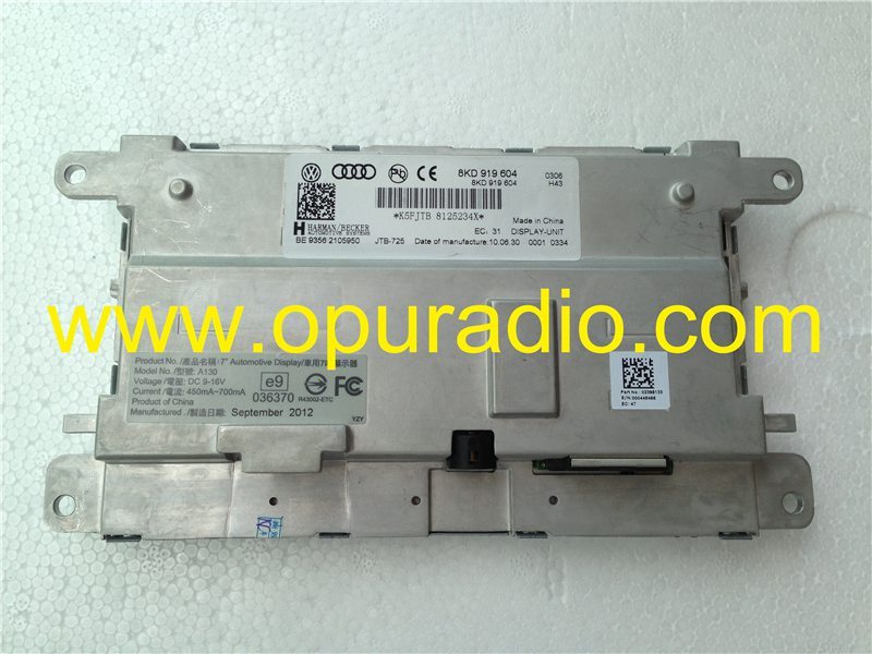 Harman Becker 8KD 919 604 8RD919604A LCD display monitor screen A130 for 09-15 Audi A4 A5 A6L Q5 Q7 MMI 3G+ Car