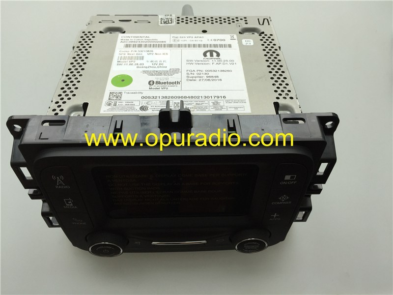 Fiat 523 VP2 Continental Radio Uconnect Media Phone Browse Compass APPS Bluetooth for 2015 2016 Jeep Chrysler Fiat car cd player Tuner Range AM 531