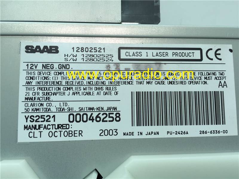 Clarion 6 CD changer 12802521 PU-2426A for SAAB 9-3 MK2 2003-2006 Approx 2nd GEN 93 AERO ARC LINEAR car radio