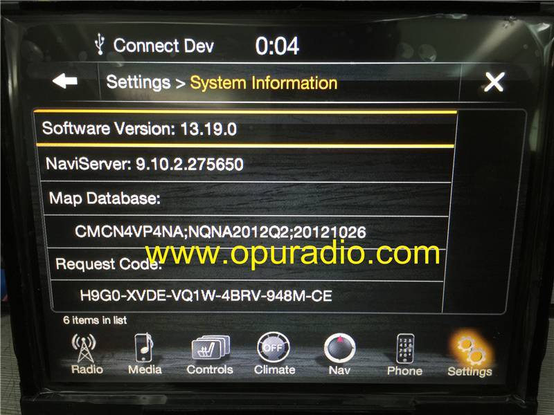 Uconnector 8.4 SRT touch screen VP4 NA CMC N4 RA4 for Jeep Grand Cherokee Naigation Radio Audio Media Phone XM AUX USB Version 13.19.0