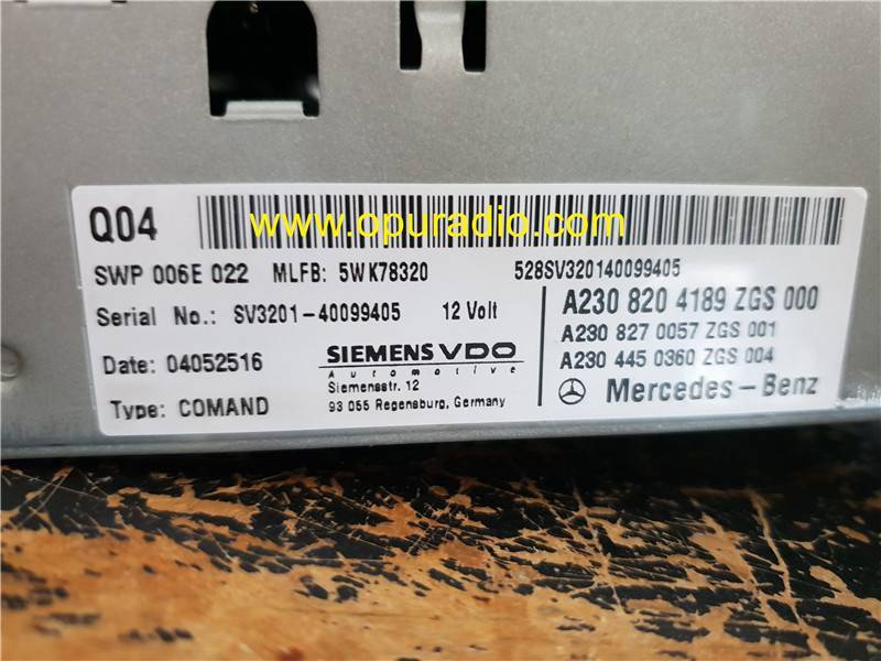 Data board for 2005-2008 Mercedes Benz R230 SL500 SL55 SL600 SIEMENS VDO Navigation Comand Radio A2308204189