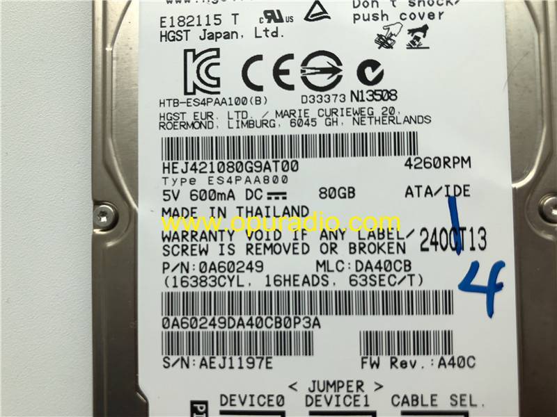 HEJ421080G9AT00 80GB HDD Hard Disk Drive for 11-14 Land Rover LR2 LR4 Ranger Rover Sport Evoque 11-13 Volvo S60 V60 Jaguar XF SAT NAV XJ X315 FoMoCo D