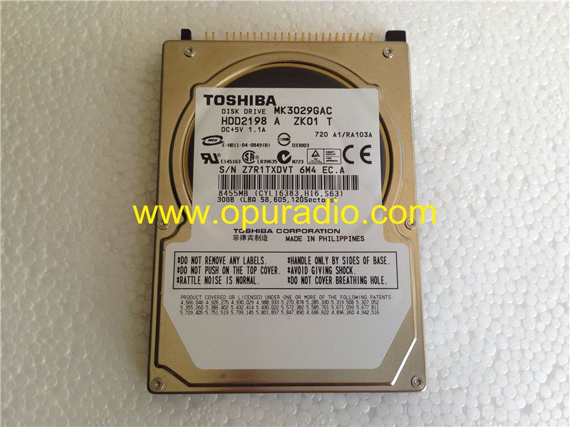 TOSHIBA DISK MK3029GAC hard disk 30GB HDD2198 DC+5V 1.1A 8455MB