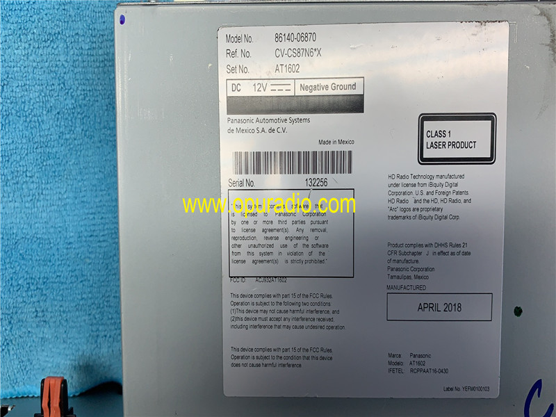 86140-06870 86140-06890 06B40 for 2018-2019 Toyota Camry Receiver Radio Entune 3.0 Carplay