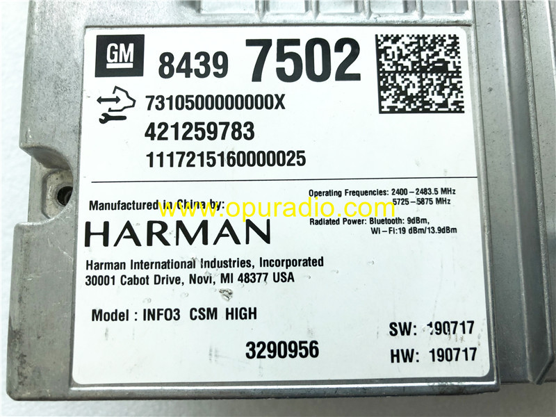 GM 84397502 HARMAN INFO3 CSM HIGH Module for 2018 Cadillac CUE 3.0 car navigation carplay