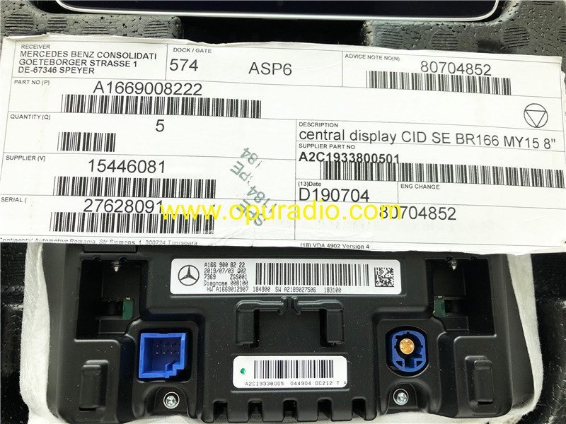 New Central Display CID SE A1669008222 8inch Monitor for 2019 Mercedes MY15 ML GL CLA GLE GLA class Car Audio Navigation