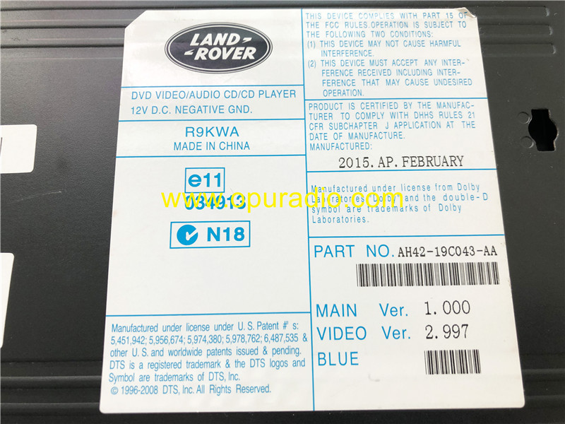 LAND ROVER DVD CHANGER AH42-19C043  CD Player for 09-14 Ranger Rover VOGUE L322 Discovery 4 2012 Aston Martin