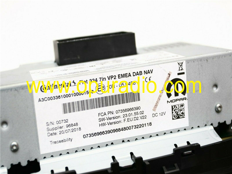 Fiat 500X 334 7in VP2 EMEA DAB Uconnect Fiat 312 520 18-19 Jeep Grand Cherokee Continental VP2R Renagade tester
