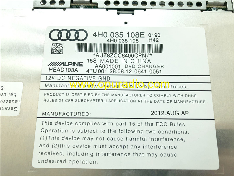 4H0035108E Alpine 6 DVD CHANGER for 2011-2014 AUDI A8 4D S8 A6 A7 Q7 4G Touareg