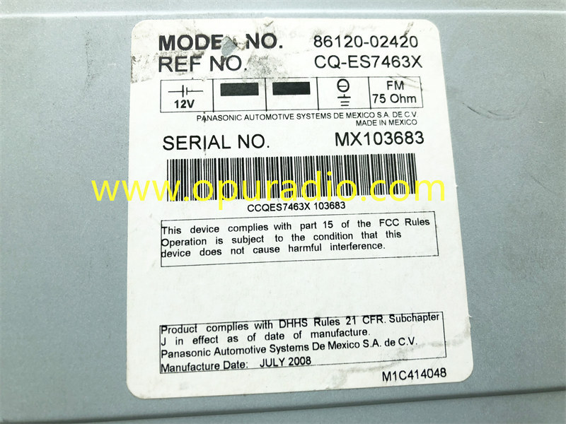 86120-02420 CD Player 2004-2008 TOYOTA Matrix 6 Disc Changer Stereo JBL Radio