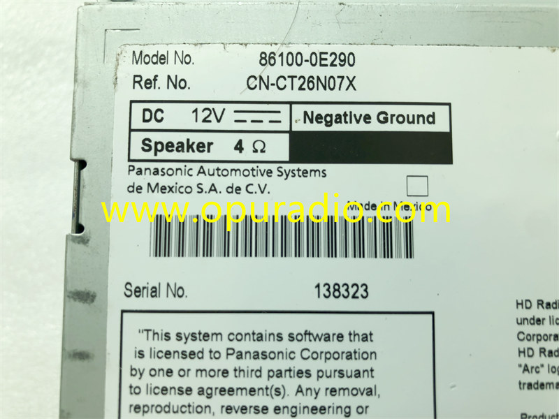 86100-0E290 for 2014-2019 TOYOTA HIGHLANDER GPS Navigation Radio Entune without JBL